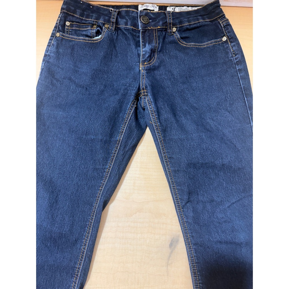 Indigo Rein Forever Dark Wash Skinny Jeans Blue Contrast Stitch Womens Size 7
